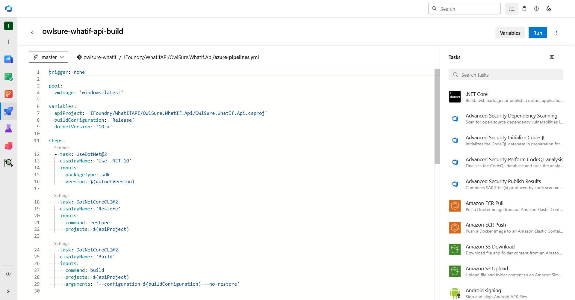API build pipeline